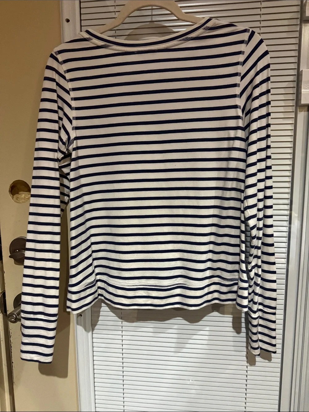 Stella & Dot Navy and White Striped Long-Sleeve Top